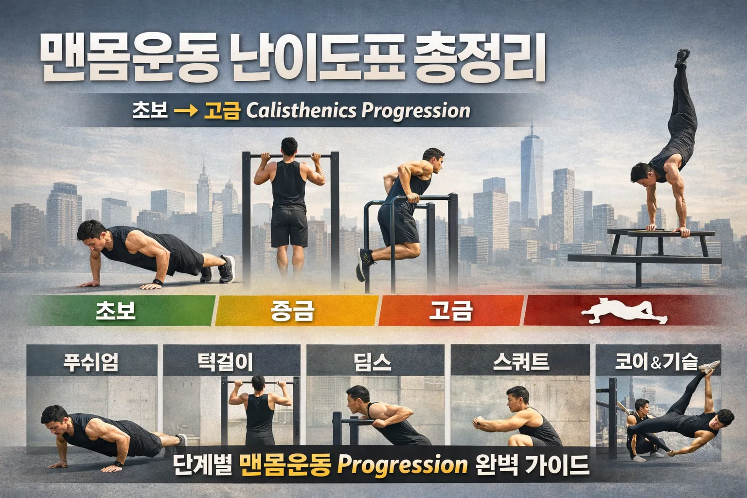 맨몸운동 난이도표 총정리 (초보 → 고급 Calisthenics Progression)