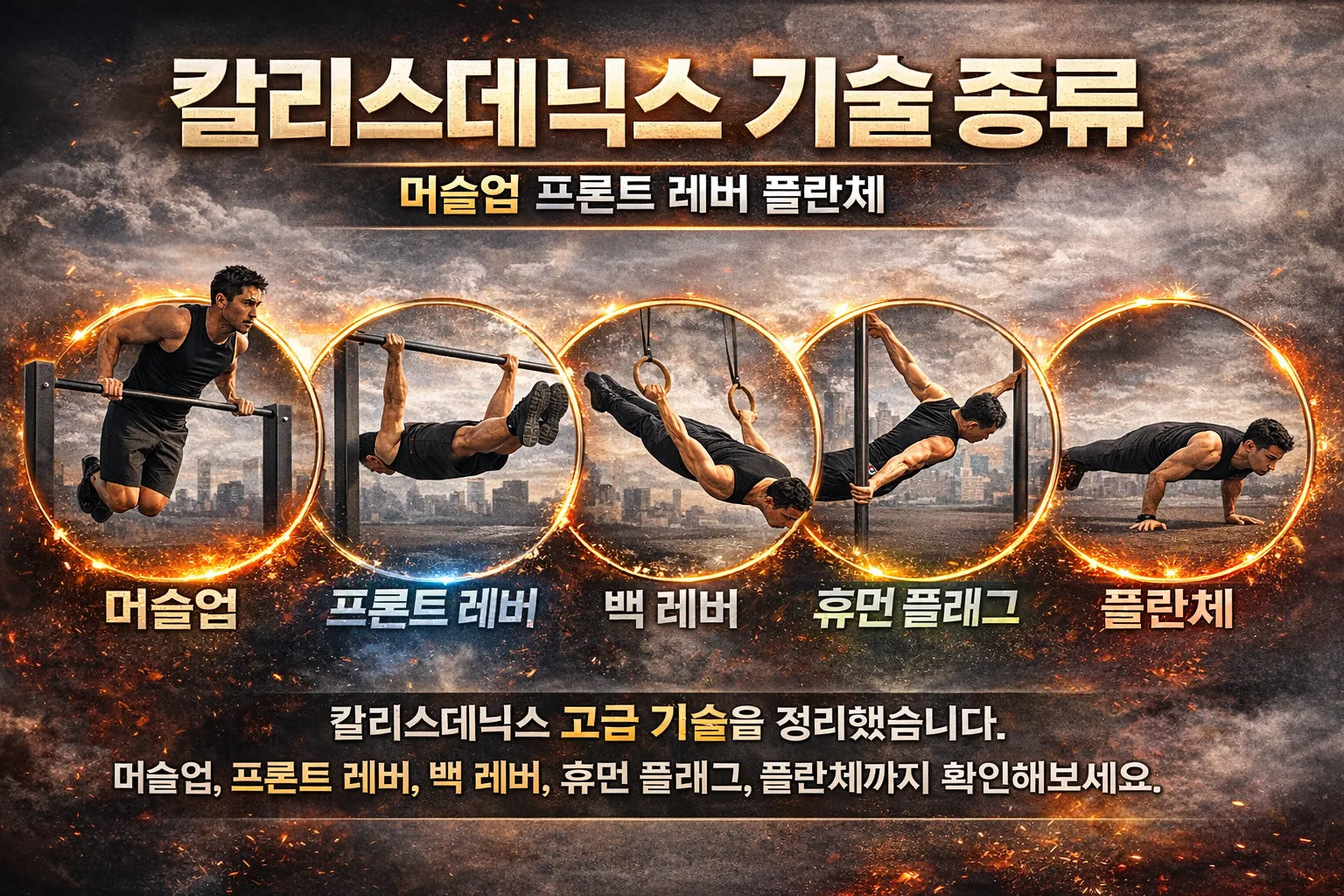 칼리스데닉스 고급 기술: 머슬업, 프론트 레버, 플란체
