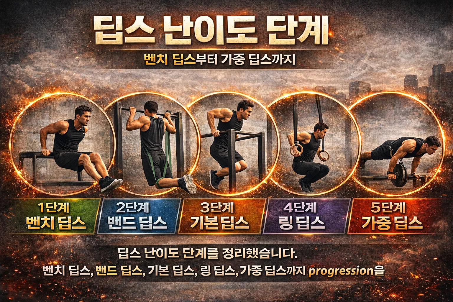 딥스 난이도 단계: 벤치 딥스부터 가중 딥스까지